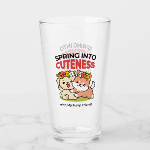 Spring Into Cuteness – Adorable Dog Illustration Glass