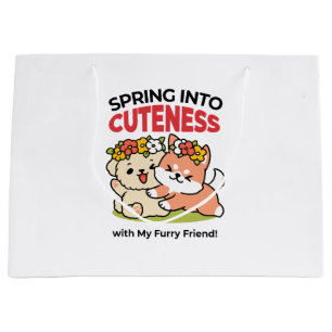 Spring Into Cuteness – Adorable Dog Illustration Large Gift Bag