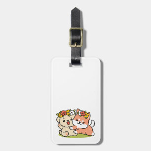 Spring Into Cuteness – Adorable Dog Illustration  Luggage Tag