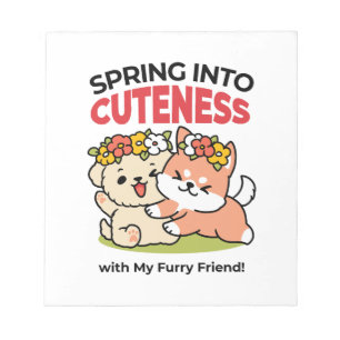 Spring Into Cuteness – Adorable Dog Illustration  Notepad
