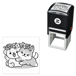 Spring Into Cuteness – Adorable Dog Illustration  Self-inking Stamp