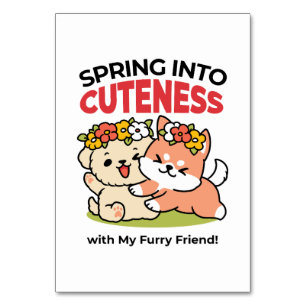 Spring Into Cuteness – Adorable Dog Illustration  Table Number