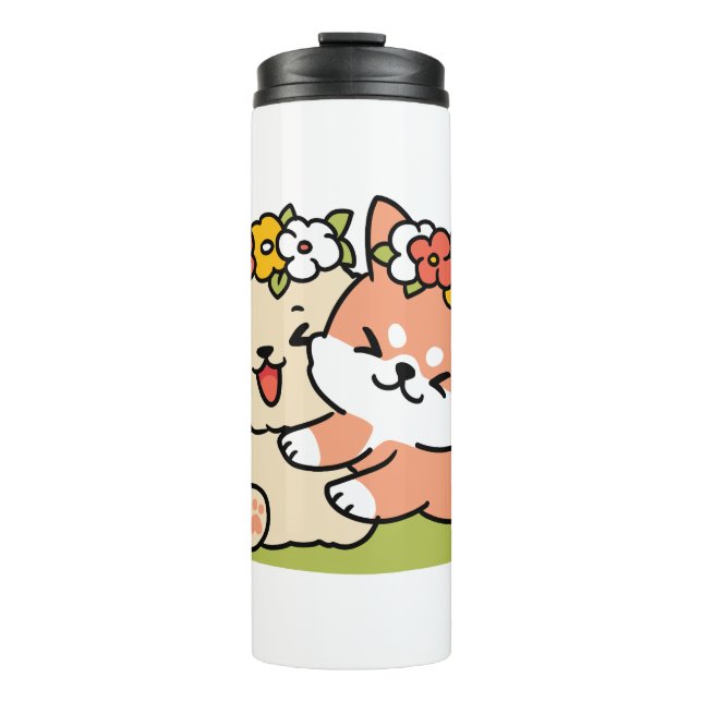 Spring Into Cuteness – Adorable Dog Illustration  Thermal Tumbler (Front)
