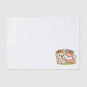 Spring Into Cuteness – Adorable Dog Illustration  Tissue Paper