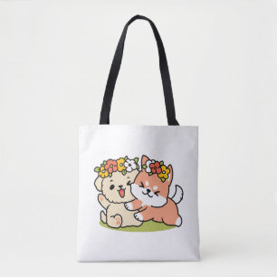 Spring Into Cuteness – Adorable Dog Illustration  Tote Bag