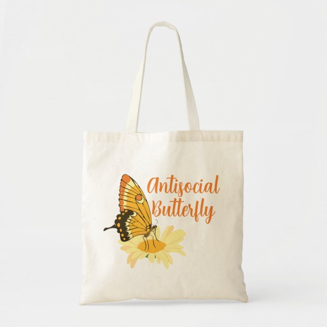 Spring Introvert aesthetic Antisocial Butterfly Tote Bag (Front)