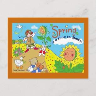 Spring is a Time to Dance Ukrainian Folk Art Postcard