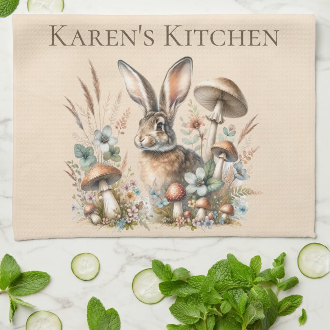 Spring Jack Rabbit Kitchen Towel (Folded)