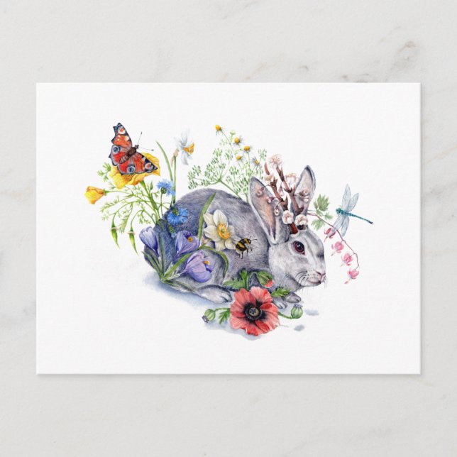 Spring Jackalope Postcard (Front)