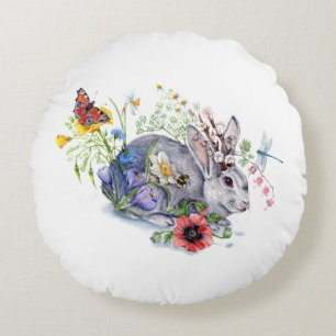 Spring Jackalope Round Pillow