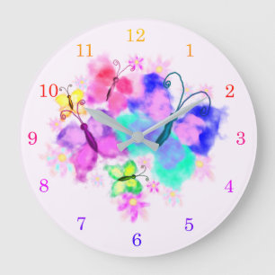 Spring Joy Butterflies Wall Clock - Watercolor Art