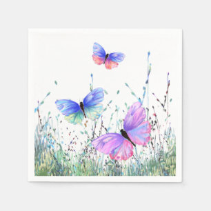 Spring Joy - Colourful Butterflies Flying in Natur Napkin