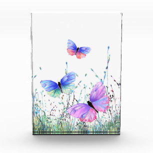 Spring Joy - Colourful Butterflies Flying in Natur Photo Block