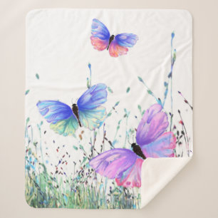 Spring Joy - Colourful Butterflies Flying in Natur Sherpa Blanket