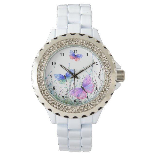 Spring Joy Flying Colourful Butterflies Watch (Front)
