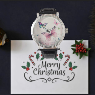 Spring joy pink butterflies gift watch