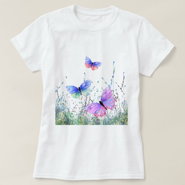 Spring Joy T-Shirt Butterflies Flying in Nature (Design Front)