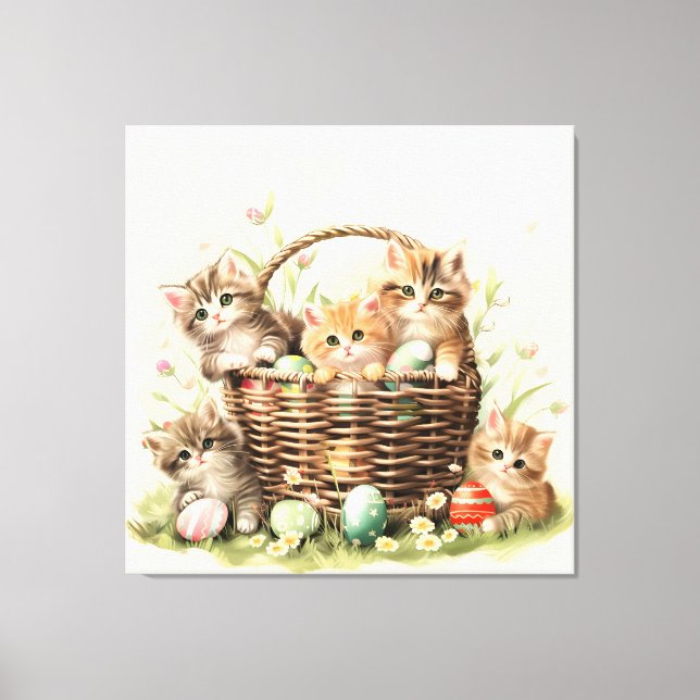 Spring Kitten Easter Basket  Canvas Print (Front)