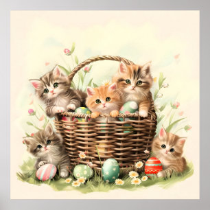 Spring Kitten Easter Basket  Poster