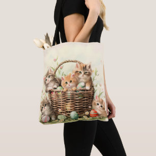 Spring Kitten Easter Basket Tote Bag