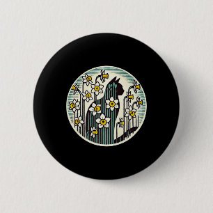 Spring Kitty Cat Illustration Daffodil Cats Easter 2 Inch Round Button