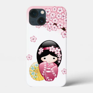 Spring Kokeshi Doll - Cute Japanese Geisha Girl iPhone 13 Mini Case