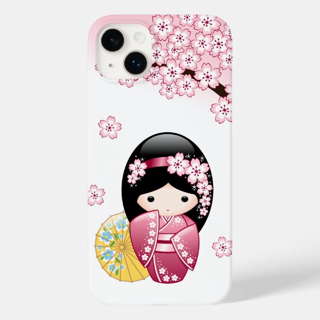 Spring Kokeshi Doll - Cute Japanese Geisha Girl Case-Mate iPhone Case (Back)