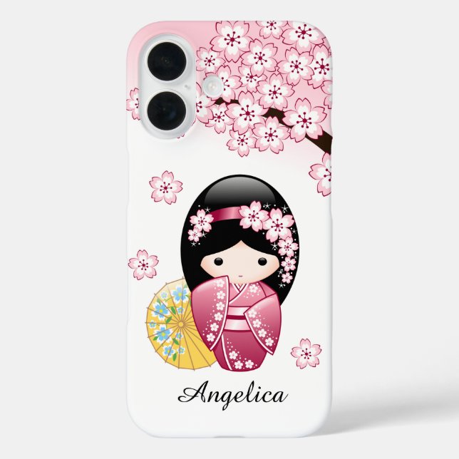 Spring Kokeshi Doll - Cute Japanese Geisha Girl Case-Mate iPhone Case (Back)