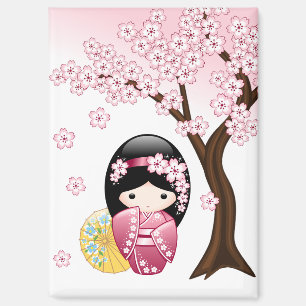 Spring Kokeshi Doll - Cute Japanese Geisha Girl Magnet