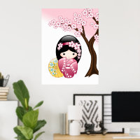 Spring Kokeshi Doll - Cute Japanese Geisha Girl