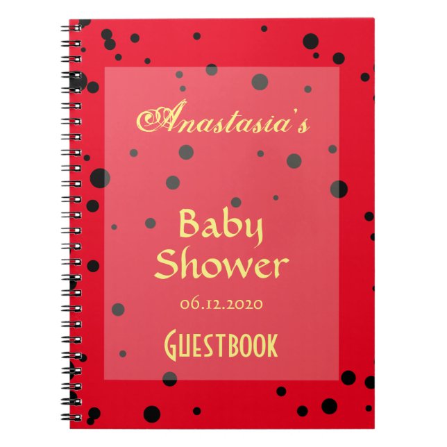 Spring Ladybug Patterns Baby Shower Guestbook Notebook (Front)