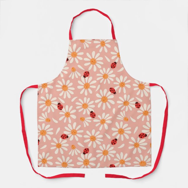 Spring Ladybugs and Daisies Mom Apron (Front)