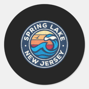 Spring Lake New Jersey Nj Nautical Waves Classic Round Sticker