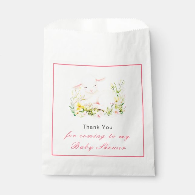 Spring Lamb Baby Shower Favour Bag (Front)
