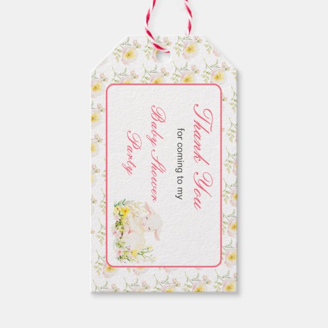 Spring Lamb Baby Shower Gift Tags (Front)