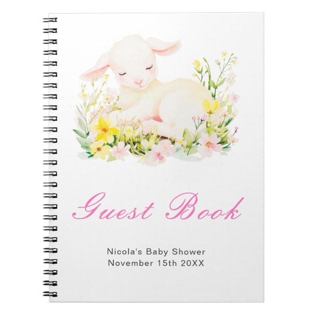 Spring Lamb Baby Shower Guest Book (Front)