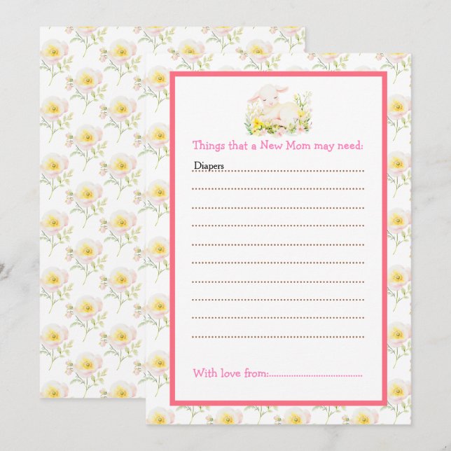 Spring Lamb Baby Shower Invitation (Front/Back)