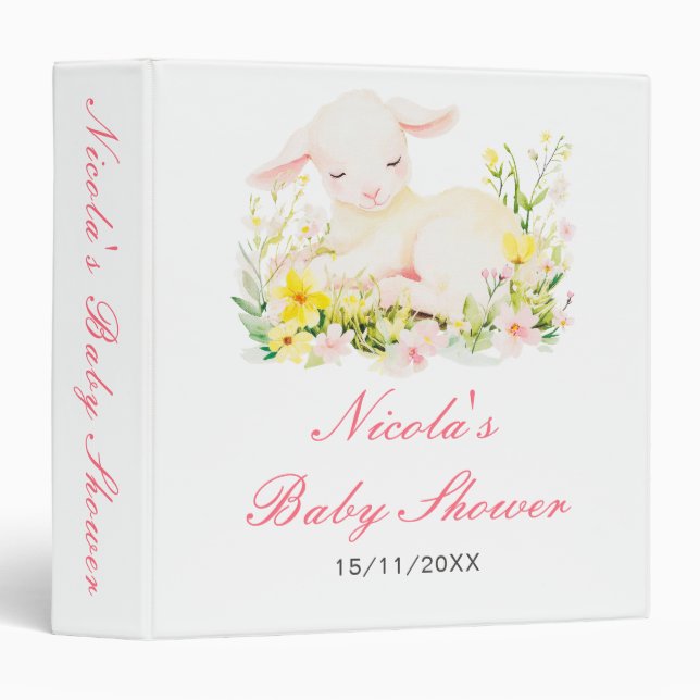 Spring Lamb Baby Shower Photo Album Binder (Front/Spine)
