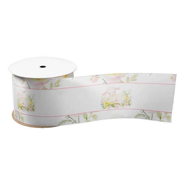 Spring Lamb Baby Shower Satin Ribbon (Spool)