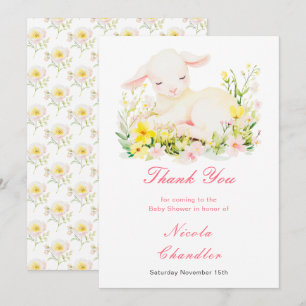 Spring Lamb Baby Shower Thank You Card