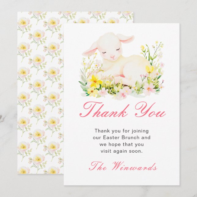 Spring Lamb Easter Brunch Thank You Card (Front/Back)