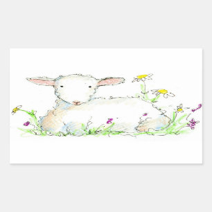 Spring Lamb Sheep Farm Animal Illustration Art Sticker