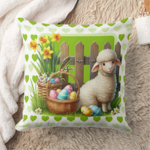 Spring Lamb Throw Pillow