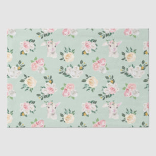 Spring Lambs and Roses Clear Image Tissue Paper
