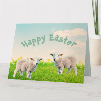 Spring Lambs Easter Folded Greeting Card