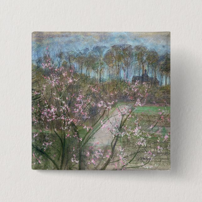 Spring Landscape 2 Inch Square Button (Front)