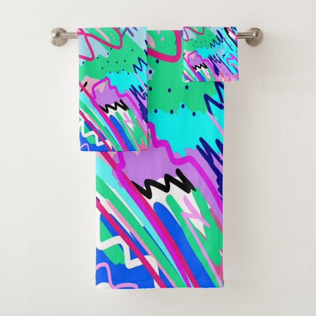 Spring Landscape Abstract Print Bath Towel Set (Insitu)