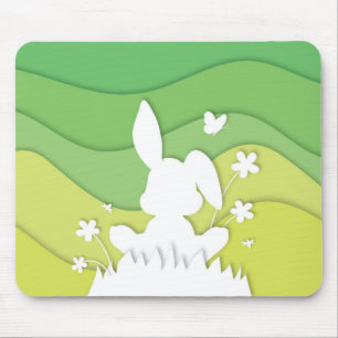 Spring landscape, easter bunny on grass mouse pad