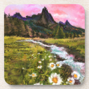 Spring Landscape - Flowering - Original Painting Coaster