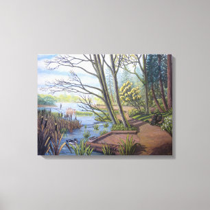 Spring Landscape Painting Lost Lagoon Vancouver Canvas Print